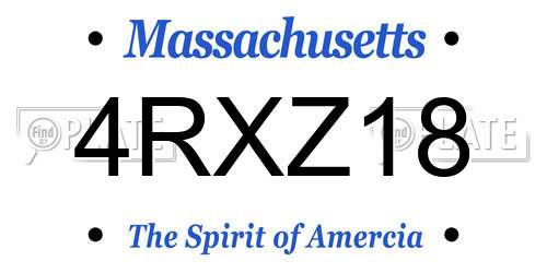 4RXZ18 Massachusetts License Plate