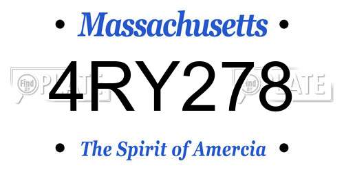 4RY278 Massachusetts License Plate