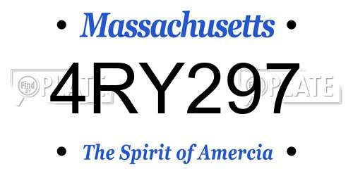 4RY297 Massachusetts License Plate