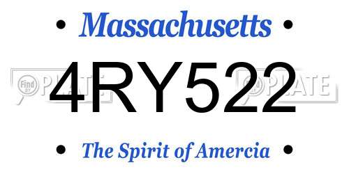 4RY522 Massachusetts License Plate