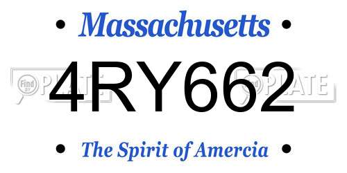4RY662 Massachusetts License Plate