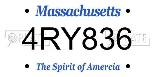 4RY836 Massachusetts License Plate