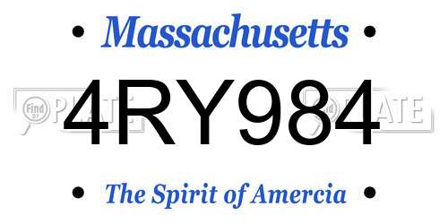 4RY984 Massachusetts License Plate