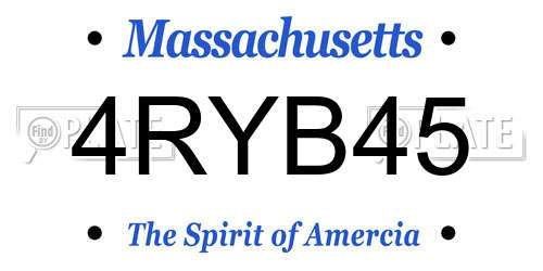 4RYB45 Massachusetts License Plate