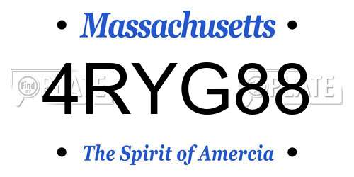 4RYG88 Massachusetts License Plate