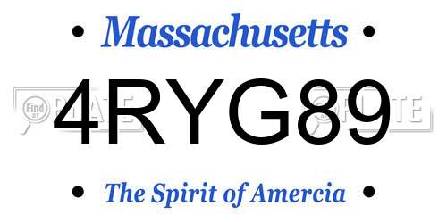 4RYG89 Massachusetts License Plate