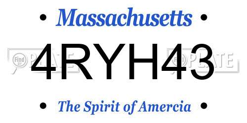 4RYH43 Massachusetts License Plate