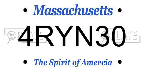 4RYN30 Massachusetts License Plate