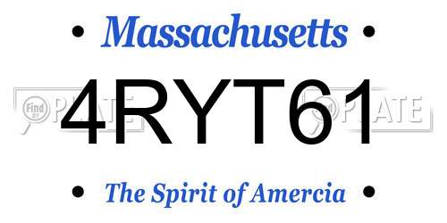 4RYT61 Massachusetts License Plate