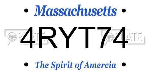 4RYT74 Massachusetts License Plate