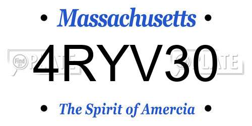 4RYV30 Massachusetts License Plate