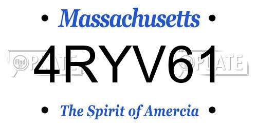 4RYV61 Massachusetts License Plate