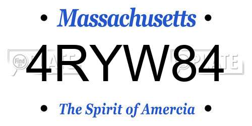 4RYW84 Massachusetts License Plate