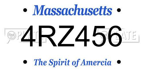 4RZ456 Massachusetts License Plate