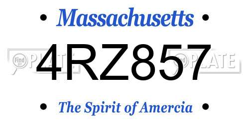 4RZ857 Massachusetts License Plate