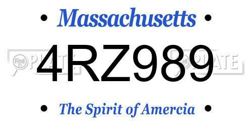 4RZ989 Massachusetts License Plate