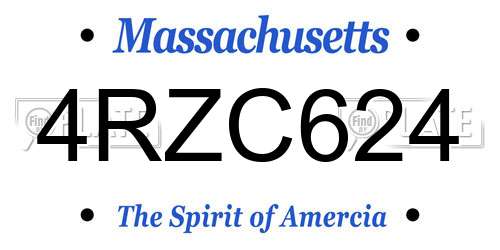 4RZC624 Massachusetts License Plate