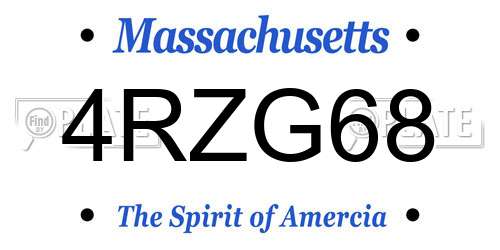 4RZG68 Massachusetts License Plate