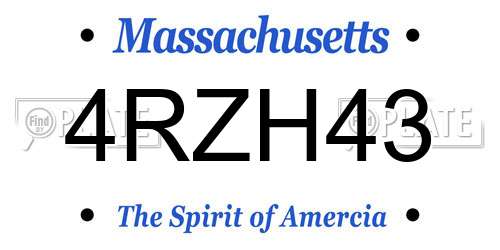 4RZH43 Massachusetts License Plate