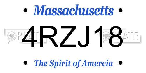 4RZJ18 Massachusetts License Plate