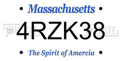 4RZK38 Massachusetts License Plate