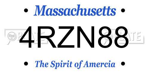 4RZN88 Massachusetts License Plate