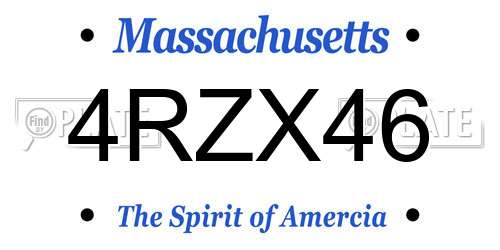 4RZX46 Massachusetts License Plate
