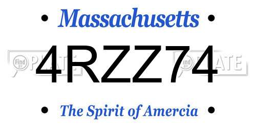 4RZZ74 Massachusetts License Plate