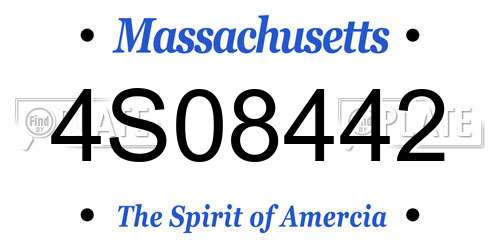 4S08442 Massachusetts License Plate