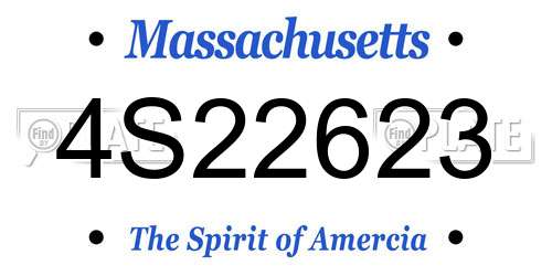 4S22623 Massachusetts License Plate