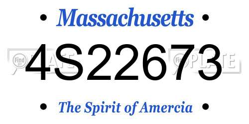 4S22673 Massachusetts License Plate