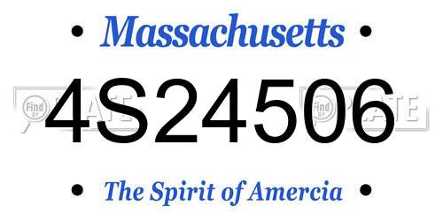 4S24506 Massachusetts License Plate