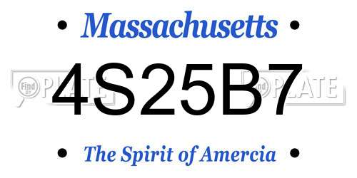 4S25B7 Massachusetts License Plate