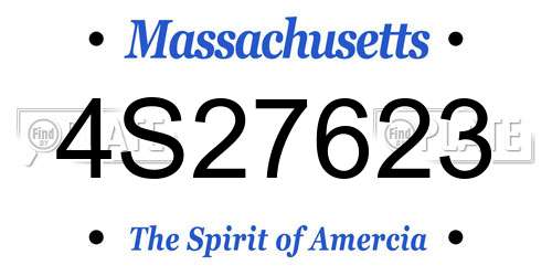 4S27623 Massachusetts License Plate