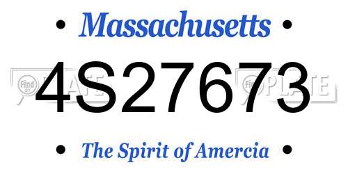 4S27673 Massachusetts License Plate
