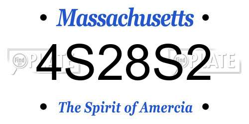 4S28S2 Massachusetts License Plate