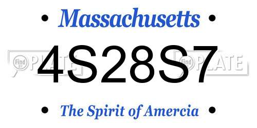 4S28S7 Massachusetts License Plate