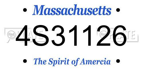 4S31126 Massachusetts License Plate