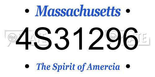 4S31296 Massachusetts License Plate