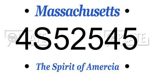 4S52545 Massachusetts License Plate