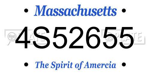 4S52655 Massachusetts License Plate
