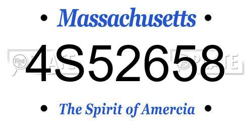 4S52658 Massachusetts License Plate