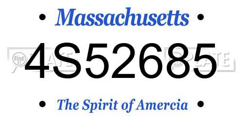 4S52685 Massachusetts License Plate