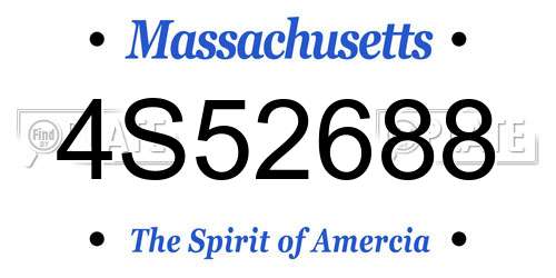 4S52688 Massachusetts License Plate