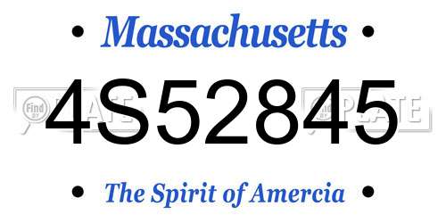 4S52845 Massachusetts License Plate