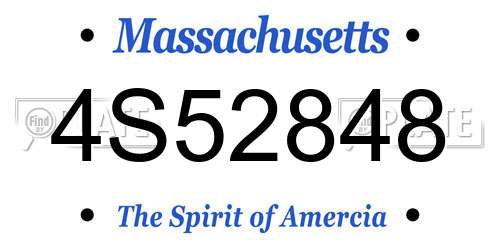 4S52848 Massachusetts License Plate