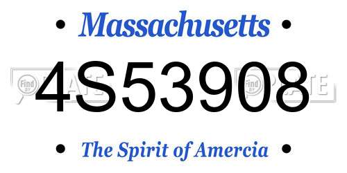 4S53908 Massachusetts License Plate