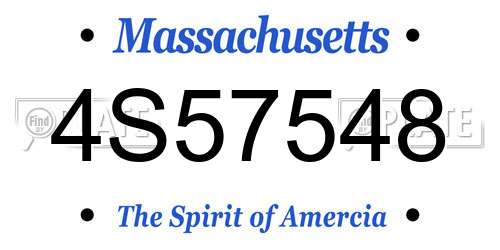 4S57548 Massachusetts License Plate