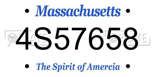 4S57658 Massachusetts License Plate