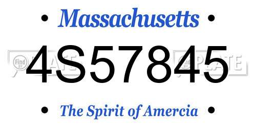 4S57845 Massachusetts License Plate